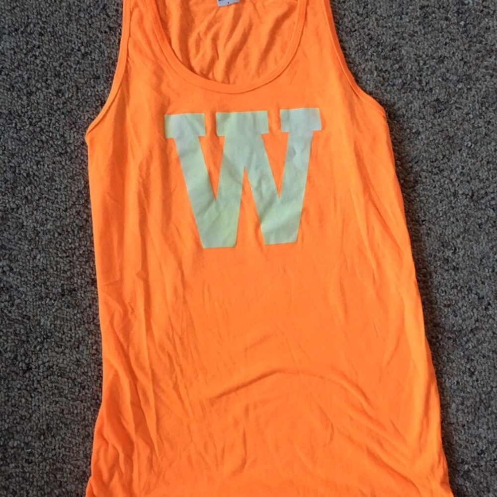 Neon orange Western Michigan University tank top